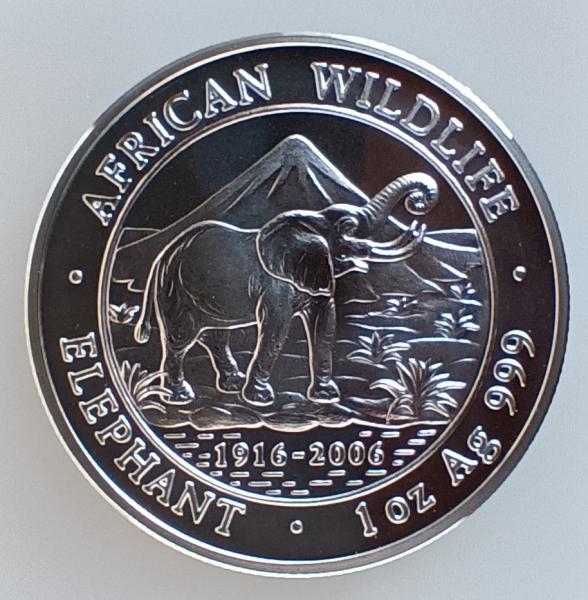 Somalia Elefant 1 Unze Silber 2006 stgl
